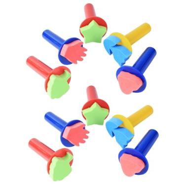 Imagem de Esponja de EVA sortidos, carimbos em forma de estrela, carimbo, pincel de esponja, pincel de retoque para desenho, artesanato, vernizes, 10 peças