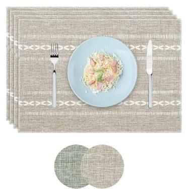 Imagem de Privalace 45,7 x 30,5 cm, conjunto de 4 jogos americanos de linho de algodão, laváveis e resistentes a manchas, proteção de mesa, tapetes de tecido para jantar na cozinha e festas ao ar livre, marrom