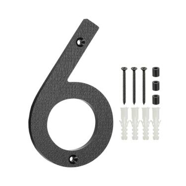 Imagem de PATIKIL Números de casa de 15 cm para o exterior, número 6 ABS textura de plástico flutuante número de casa moderna caixa de correio números de porta com kit de unhas para rua residencial ao ar livre