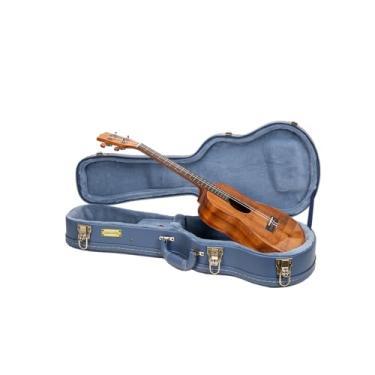 Imagem de Crossrock Capa de Ukulele Barítono Série Relief para 76 cm e 78 cm | Acabamento azul fumê esculpido, interior de veludo azul monocromático, cadeado (CRW630BUSB)