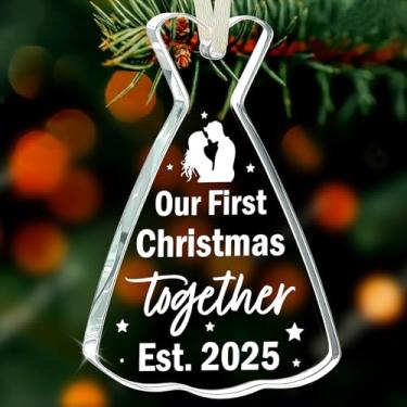 Imagem de Our First Christmas Together Ornamento 2025 – Decoração de Natal para Casal Recém-casado, Presente Romântico para Namorado Namorada Marido Esposa, Primeiro Ano Casado Ornamento Lembrança Árvore