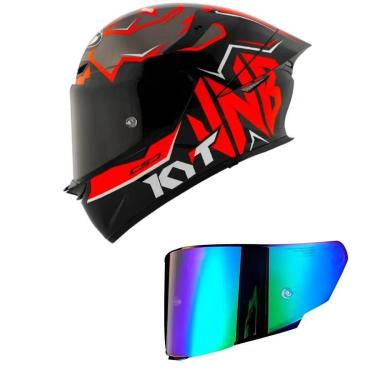 Imagem de Capacete KYT TT Revo Nicolo Bulega 2022 Preto e Vermelho Mais Viseira Camaleão-Masculino