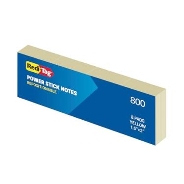 Imagem de Redi-Tag Notas Power Stick, mini blocos de notas adesivos, 3,8 x 5 cm, notas adesivas para escola, escritório, casa e sala de aula, blocos de lembrete adesivos em amarelo, 8 blocos por pacote (1016929