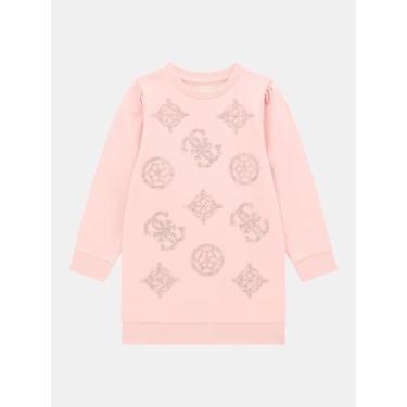 Imagem de GUESS Vestido feminino de manga comprida felpudo francês tamanho único, Monograma rosa 4 g, 2 Anos