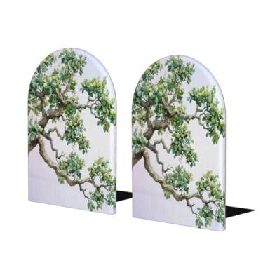 Imagem de Árvore verde bonito grande suporte de livros de madeira decorativo antiderrapante resistente terminais de livros para escritório mesa de escritório casa biblioteca escola estudo decoração divisórias