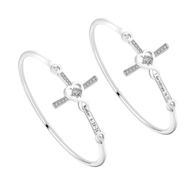 Imagem de LQRI Conjunto de braceletes com cruz e versículo bíblico, números 6:24-26 e 1 Coríntios 16:13, joias das escrituras cristãs, presente religioso para mulheres, Small, Cobre, Cobre