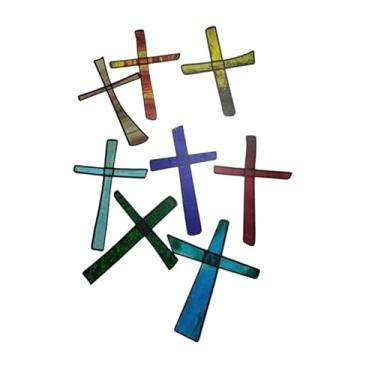 Imagem de MotiveTech Cruz Decorativa Colorida de Papel com Abençoados Cristãos, Enfeites Espirituais, Presente Religioso para Janela, Primeira Comunhão, Natal e Casa