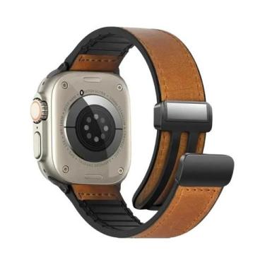 Imagem de Pulseira De Couro Magnética Para Apple Watch De 49mm 44 45 42mm 40 46 