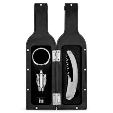 Imagem de Kit Vinho Garrafa 5 peças Saca Rolhas, Colar de Vinho, Bico Condutor com Tampa (KIT 3 PEÇAS)
