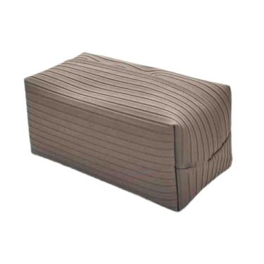 Imagem de IEUDNS Porta-lenços de couro PU para mesa, com capa protetora, dispensador de papel higiênico e porta-papel facial para banheiro e restaurante, Marrom Acinzentado