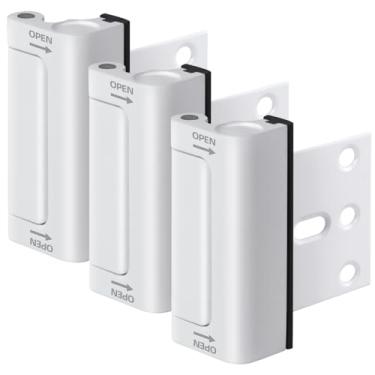 Imagem de Fechadura de porta de segurança doméstica, pacote com 3 fechaduras de reforço de porta à prova de crianças com batente de 7 cm suporta 362 kg para porta giratória superior frontal para dentro