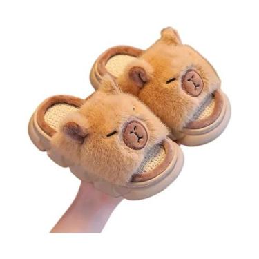 Imagem de Chinelos De Linho Para Crianças Com Estampa De Capivara, Respirável, A
