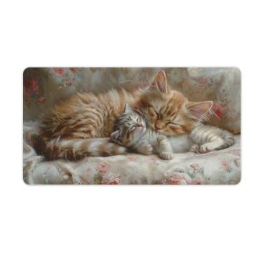 Imagem de FoRes Art Cat Sleeping Cute Funny Relaxing Large Mouse Pads Gaming Antiderrapante Base de Borracha Tapete de Mesa Laptop Acessórios de Computador Suprimentos Bloco de Escrita para Escritório Casa 40 X
