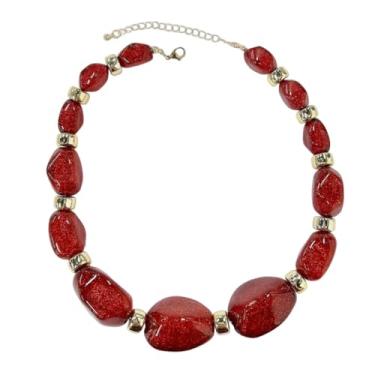 Imagem de Colar de contas irregulares de acrílico com glitter para mulheres, contas grossas de resina, clavícula exagerada, corrente ajustável, gargantilha boêmia, verão, praia, moda, joias, presentes