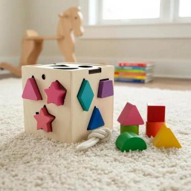 Imagem de Cubo de Encaixe Das Formas Brinquedo Infantil - MaisTem 