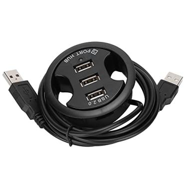Imagem de SUNGOOYUE Hub USB de Mesa JK38h, 3 Portas, ABS Preto, Velocidade de Transferência de Dados de 5 Gbps, Cabo de 1,5 M, Plug and Play, Design Redondo para Configuração de Mesa