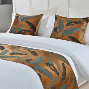 Imagem de HSTANGKY Cachecol para cama de hotel, colcha, macio, decorativo, confortável, à prova de poeira, protetor de cama, quarto, toalha de cama de poliéster para solteiro, Queen King, tamanho dourado||