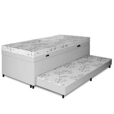 Imagem de Cama Box Baú Solteiro 4 em 1 Conjugado Espuma D33 Auxiliar Bicama 88x1