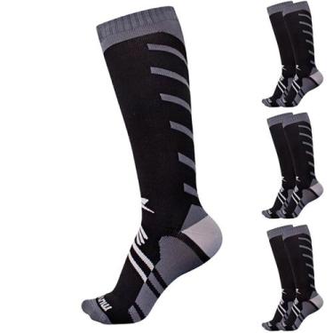 Imagem de 3X Meia de Compressão Esportiva Muvin Arrow Cano Longo Preto Unissex T
