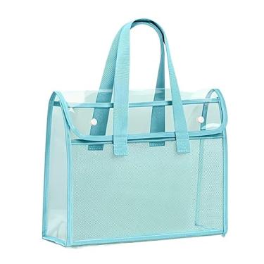 Imagem de Pasta Portátil Transparente À Prova D'água, Grande Capacidade, Bolsa de Documentos Expandível(Azul A)