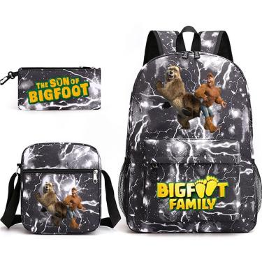 Imagem de Conjunto de mochilas Bigfoots Family Cartoon Kids School Nylon