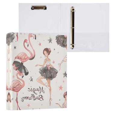 Imagem de Qilmy Organizador de fichário redondo para meninas de balé, fichário de 3 anéis com prancheta (carta A4), fichário fofo para material de escritório escolar 280