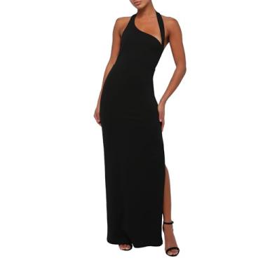 Imagem de Lulus Vestido longo feminino Ridley Asym, Preto, PP