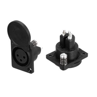 Imagem de Generic 2 peças de soquete fêmea XLR de 3 pinos, adaptador de microfone, acessórios de conector de montagem em painel de áudio para mixer, amplificador de potência, preto