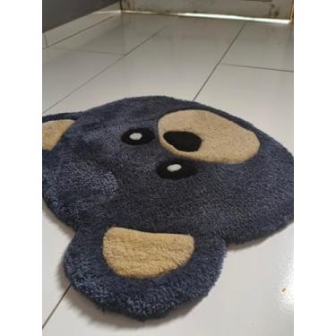 Imagem de Tapete Tufado em Formato de Urso, Cinza e Bege, Design Infantil