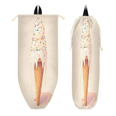 Imagem de xigua Suporte de plástico de cone de sorvete, suporte de parede com cordão, 1 pacote, organizador de sacolas de supermercado reutilizável para bolsas, meias, roupas íntimas e gravatas