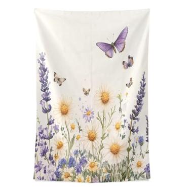 Imagem de STAYTOP Tapeçaria de parede de flores silvestres e borboletas para decoração de casa decoração de dormitório sala de estar quarto tapete de parede (60 × 51 polegadas)