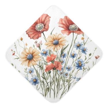 Imagem de STAYTOP Toalhas de bebê com capuz de musselina de flores silvestres aquarela, toalha de banho super macia, toalhas de banho absorventes para banho recém-nascido unissex 89 x 89 cm