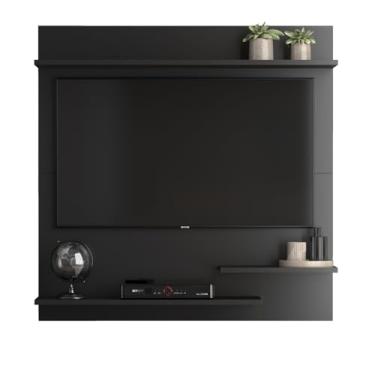 Imagem de Painel Para TV 32" Suspenso Sala Quarto com Prateleiras Madri (Preto)