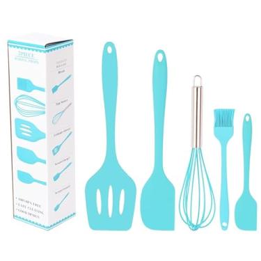 Imagem de Conjunto de 5 espátulas, conjunto de utensílios de silicone premium com resistência ao calor para cozinhar e usar na cozinha