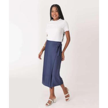 Imagem de Calça Envelope Pantacourt Feminina Marisa-28031, Azul, M