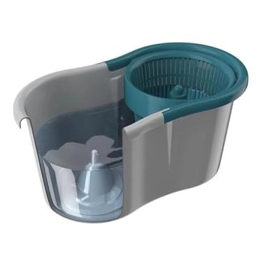 Imagem de Mop Giratório 360° Automático Desaguador Cabo Aço Cesto Balde 8L - Centrífuga Sem Molhar Mãos Refil Microfibra Lavável Brilho