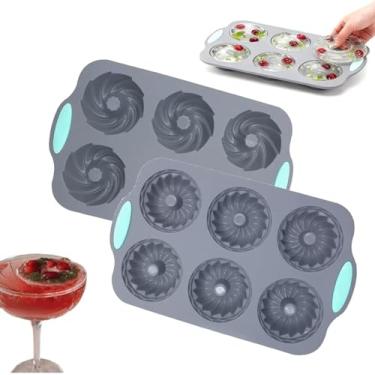 Imagem de Molde de gelo de guirlanda, formas de silicone para fazer cubos de gelo em forma de Natal, molde DIY de silicone de 6 furos, adequado para cubos de gelo, bolos. (2 conjuntos-A)