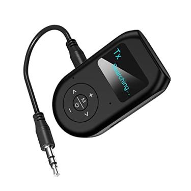 Imagem de ZEZEFUFU Transmissor receptor adaptador Bluetooth 5.0 2 em 1 com tela LCD, adaptador de áudio sem fio mãos livres