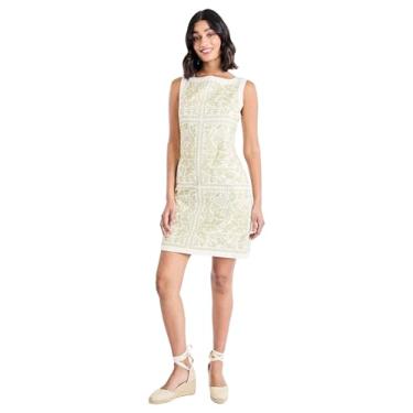 Imagem de Maggy London Vestido feminino elegante geométrico sem mangas para convidados de casamento e ocasiões de primavera, Marfim, 52