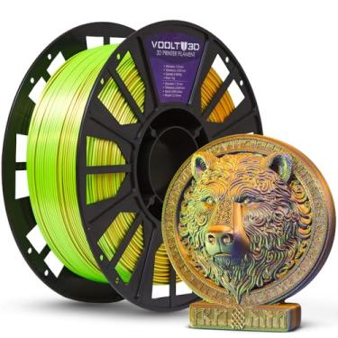 Imagem de Filamento PLA TRI Color High Speed 1kg 1,75mm Três Cores com efeito tricolor Impressora 3D FDM Voolt3D (Tri Azul, Laranja e Verde Neon V-Silk)