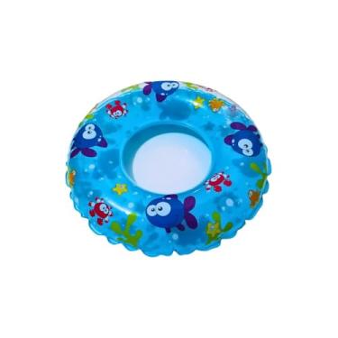 Imagem de Boia Inflável Infantil Circular Oceano, 50cm Diâmetro, PVC, Transparente e Azul, para Praia e Piscina, Maiores de 3 Anos