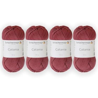 Imagem de 4 novelos/pacote Schachenmayr (SMC) Catania Originals Yarn, cada bola 50 g (125 m), 100% algodão mercerizado para fio de tricô e crochê, peso esportivo, 396 - vermelho marsala