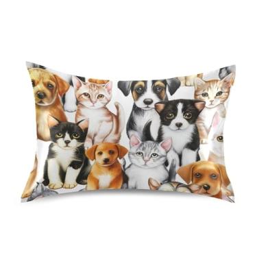 Imagem de Fronhas refrescantes engraçadas gatinhos fofos filhotes animais cetim arte fofa padrão queen king size fronha estética tamanho king size 101,6 cm x 50,8 cm