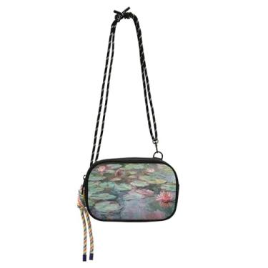 Imagem de TSENQUE Bolsa feminina Monet Water Lily pequena, bolsa transversal, carteira para celular, bolsa de viagem sobre o ombro, bolsas casuais