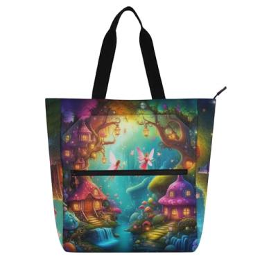 Imagem de GAIGEO Bolsa de trabalho feminina floresta, floresta, lona, escola, presente, professor, para amantes de livros