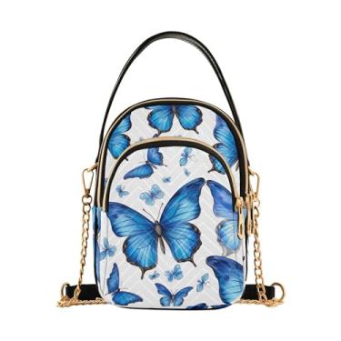 Imagem de GAIGEO Bolsa de ombro pequena Pink Cupcakes, bolsa transversal feminina, bolsa transversal de viagem para mulheres, Coleção Blue Butterflies - 4, One Size