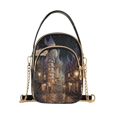 Imagem de Lindas flores azuis em bolsas de viagem transversais brancas, bolsas transversais femininas, bolsa tiracolo de ombro para mulheres, Magic Retro Street, One Size