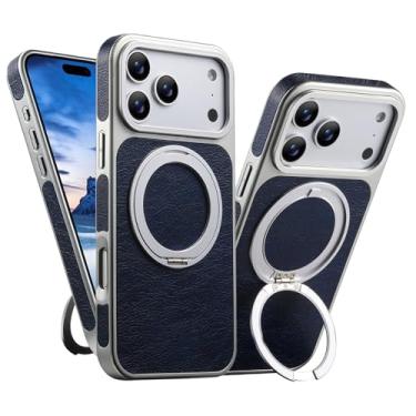 Imagem de LYJSMGZ Capa à prova de choque para iPhone 17 Pro Max/Air/17 Pro/17, suporte magnético de anel giratório de 360°, capa antirimpressão digital, suporta carregamento sem fio, azul, 17 Pro