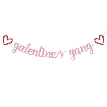 Imagem de Galentine's Gang Banner, Girls Ladies Galentines Party Decorations, Happy Galentine's Day, Valentine's Day Wedding Bachelorette Party Decorations Pink Glitter