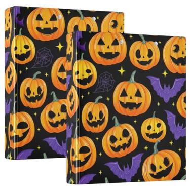 Imagem de Pastas de Halloween Pumpkins Bat de 3 cm com 3 anéis para guardar 200 folhas, pastas divertidas para cadernos, fichário redondo, 31,5 x 27 x 6 cm, 1 pacote